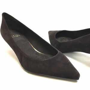 Brown Stuart Weitzman kitten pump